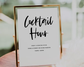 Personalised and Printed A4 Cocktail Hour Wedding Sign