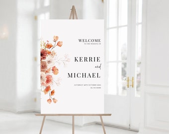 Kerrie - Printed Autumn/Bohemian Wedding Welcome Sign A1 A2 A3 - unframed  FREE standard POSTAGE