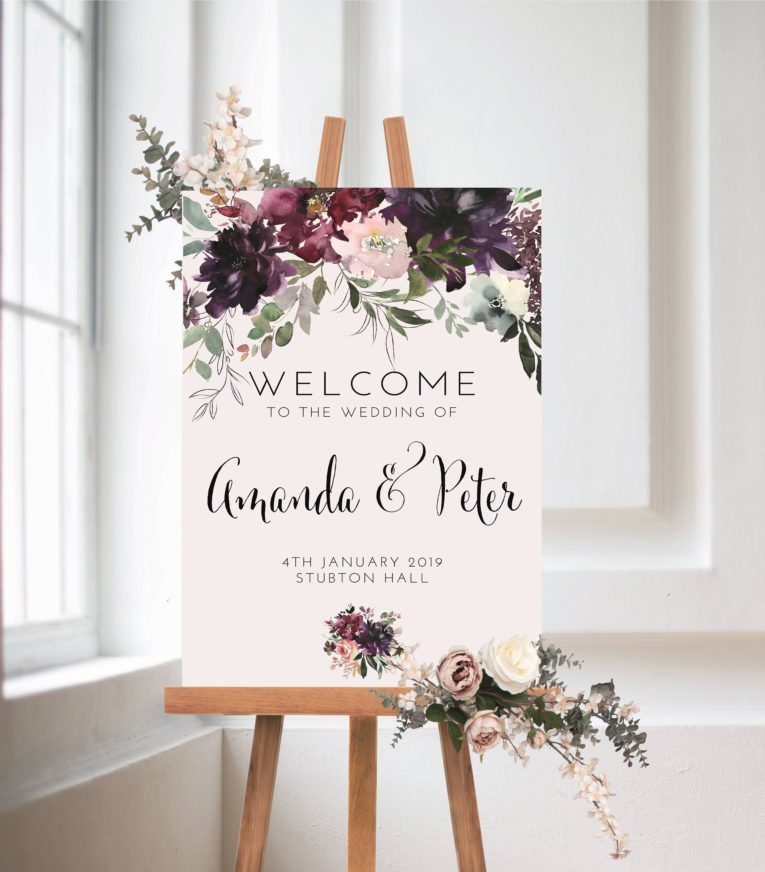 Personalised 'Amanda' wedding welcome sign, available digital…