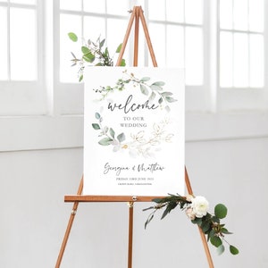 Georgina - Personalised portrait wedding welcome sign, available digitally or printed