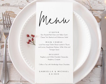 10 x Gabriella Personalised Menus Minimalist, Bold, Modern Calligraphy design