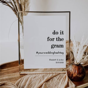 Printed - A5 Do it for the gram, wedding/party instagram sign, social media sign, hashtag sign