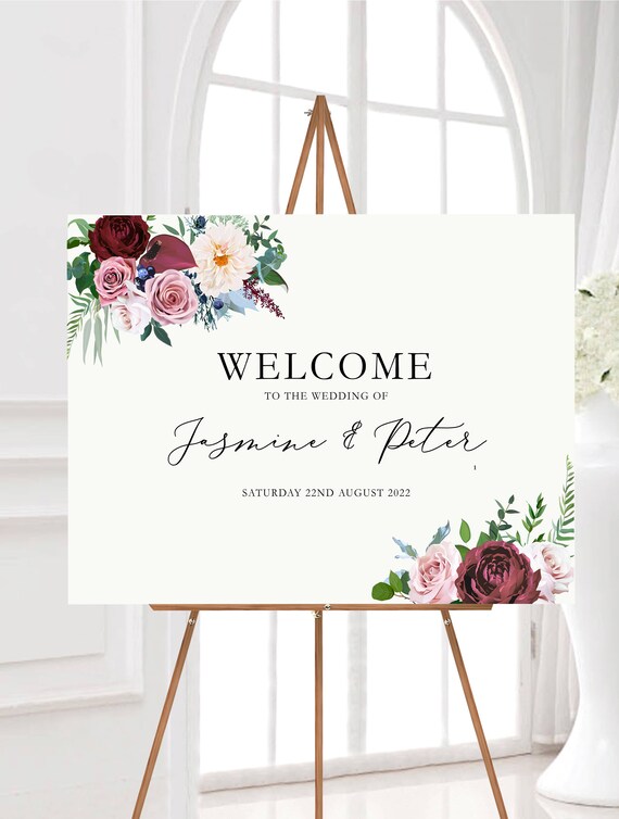 PERSONALISED vintage RUSTIC KRAFT CARD style WELCOME TO OUR WEDDING sign A3 A4 
