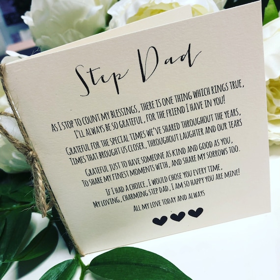 Vintage Rustic To My Step Dad Wedding Day Poem Card Etsy