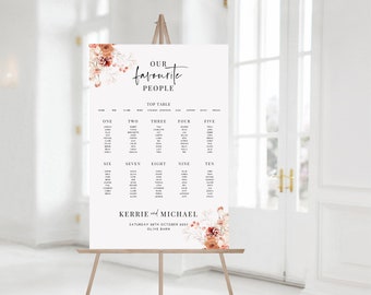 Personalised 'Kerrie' Autumn design Wedding Table Seating Plan A1 A2 Unframed OR digital- FREE standard  POSTAGE