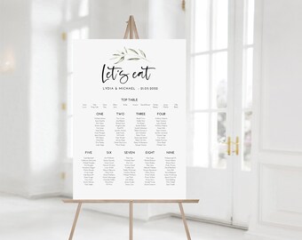 Printed or Digital Botanical Wedding Table Seating Plan A1 A2 - unframed 'Lydia' FREE standard  POSTAGE