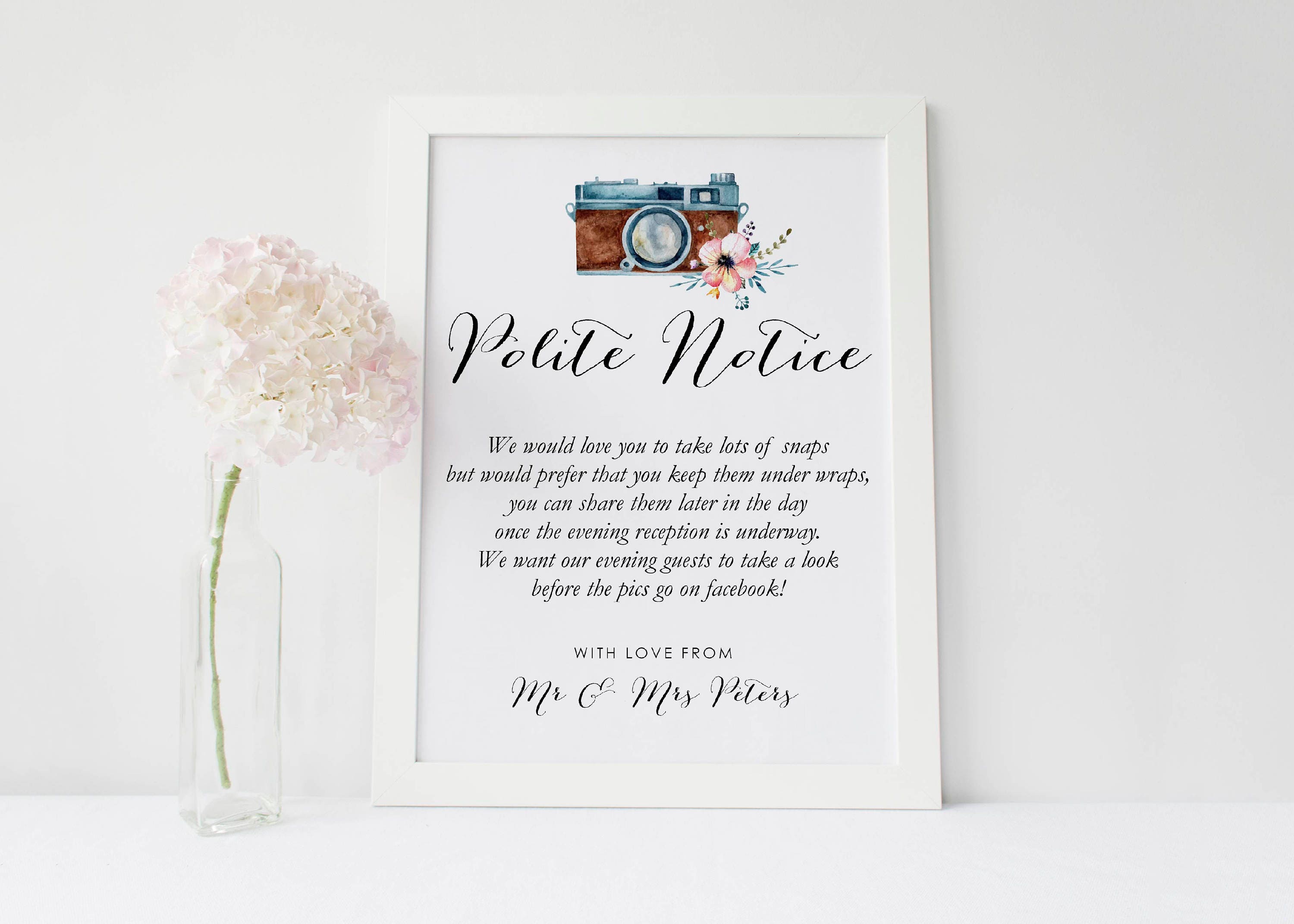 Wedding Social Media/facebook/instagram Do Not Post Pictures Etsy UK