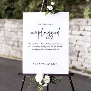 Alex - Printed Unplugged Wedding Sign- unframed FREE standard POSTAGE