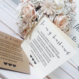 Vintage/Rustic 'To My Husband' Wedding Day Poem Card-show him how special he is image 2