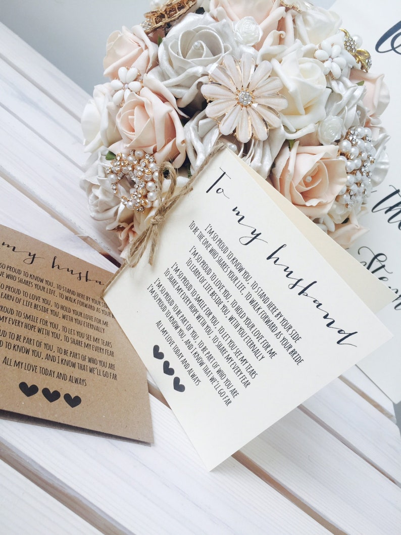 Vintage/Rustic 'To My Husband' Wedding Day Poem Card-show him how special he is image 2