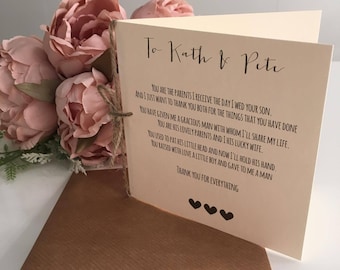 Personalised - To my in-laws wedding day poem card - from the Bride