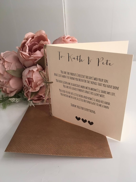 Vintage Rustic To My In Laws Wedding Day Poem Card Etsy