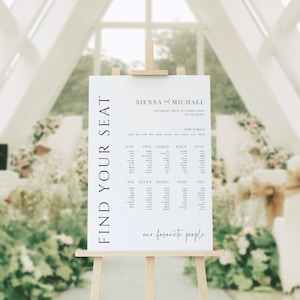 Sienna - Double Sided Wedding Table Seating Plan & Welcome Sign - Double or Single Sided Options Available - Rigid Foamex
