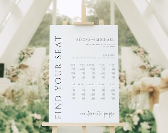 Sienna - Double Sided Wedding Table Seating Plan & Welcome Sign - Double or Single Sided Options Available - Rigid Foamex