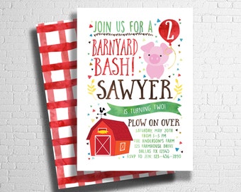 farm birthday invitation barnyard birthday invitation pink etsy