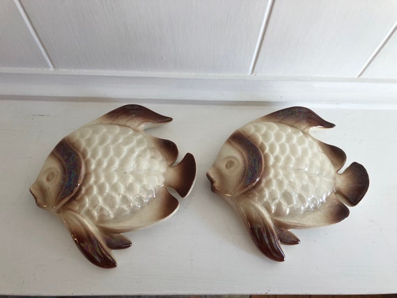 Ceramic Fish Wall Decor Hanging Vintage Chalk Ware Bathroom Etsy