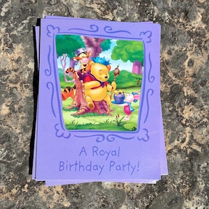 Winnie the Pooh birthday invitations, vintage Disney party set of 8