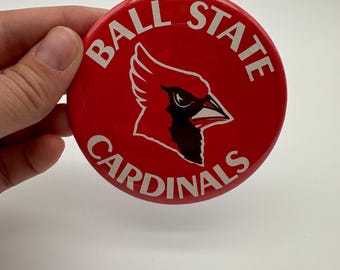 Ball State pin back button, vintage spirit wear