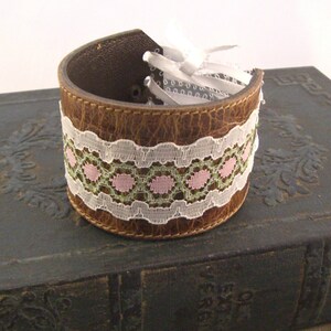 Leather Cuffs, Leather Bracelets, Gifts for Her, Leather and Lace Bracelet