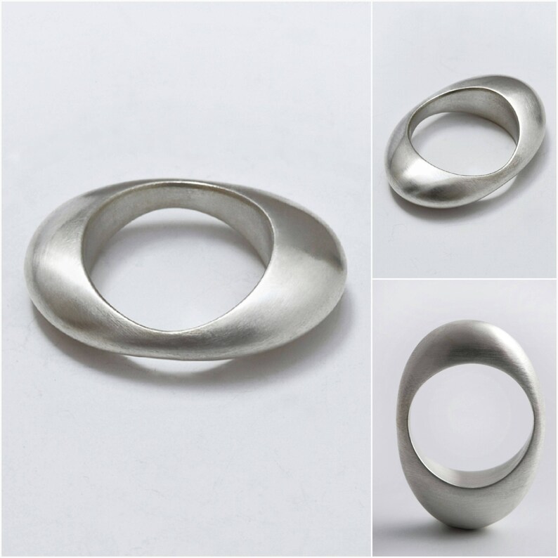 Pebble ring in solid silver for women image 2