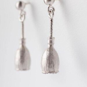 Small silver poppy earrings 925 image 2