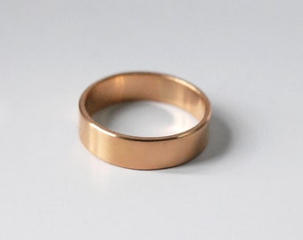 18k rose gold plain minimalist style ribbon wedding band