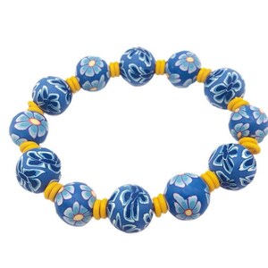 Jewelry, Bracelets, Polymer Beads, Millefiori Beads, Stretch Bracelet, Gift, Handmade Beads