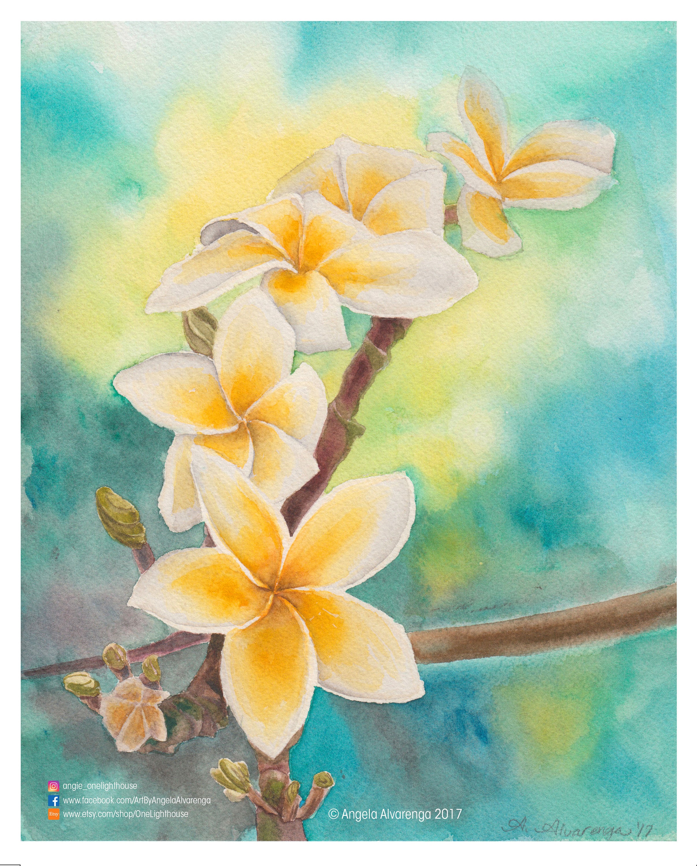 Plumeria Painting Print Etsy