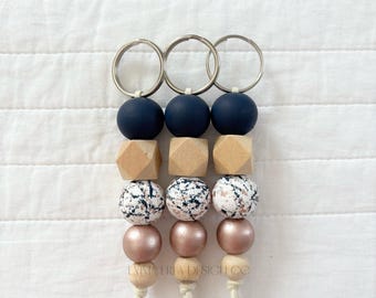 Rose + Navy Keychain