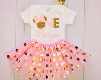 minnie mouse one year old birthday outfit