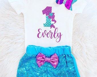 Mermaid Birthday | One | 1st | First | Girls Mermaid Outfit | Personalized