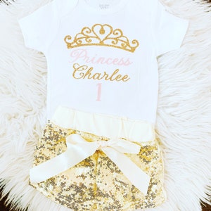 Baby Girl 1st | One | First Birthday | Princess | Birthday Princess | Birthday Bodysuit | Birthday Outfit