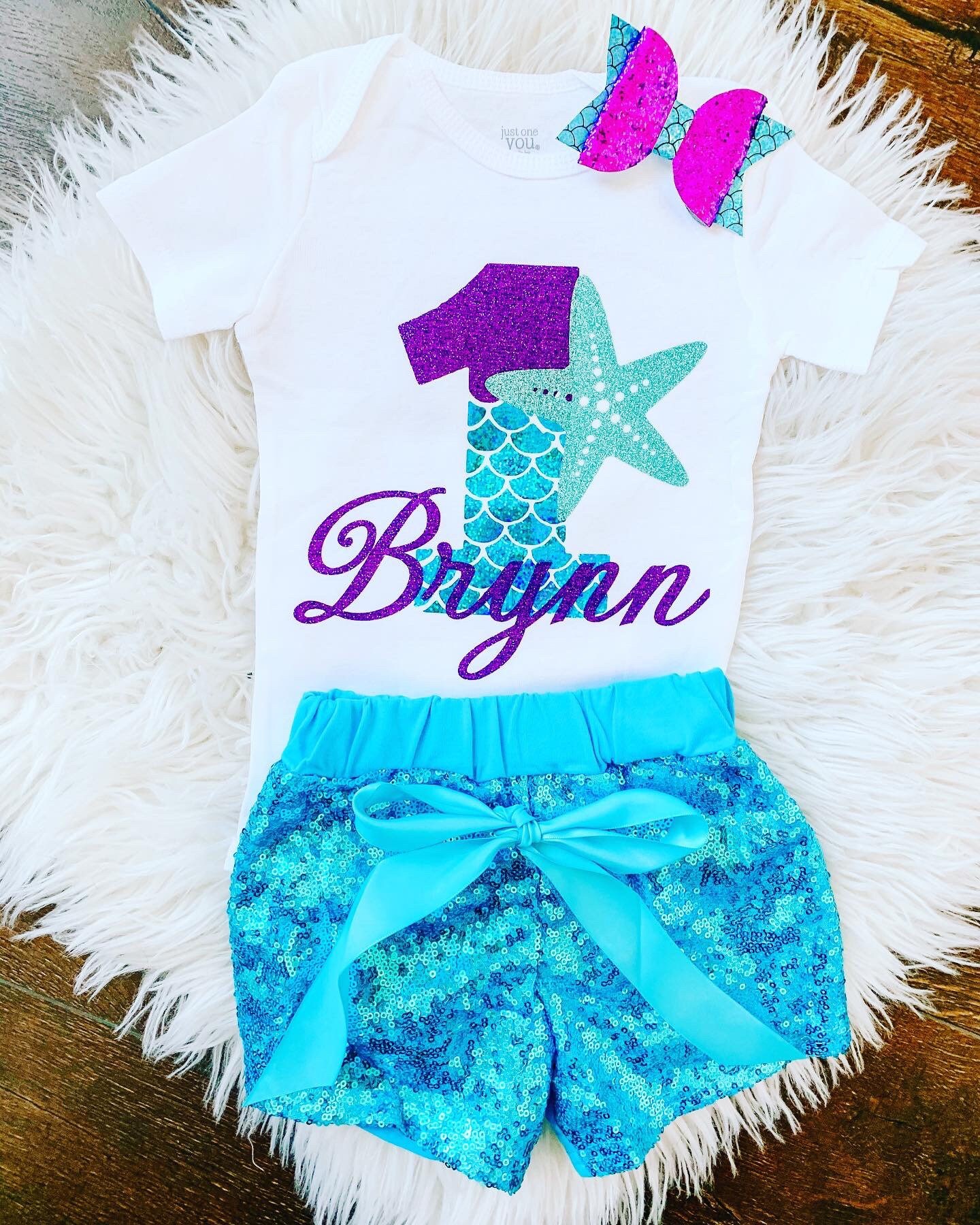 Mermaid first birthday onesie sale