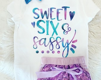 Sweet Six Sassy 6th Birthday Girl Shirt | 6th Birthday Outfit Girl | Six Birthday Shirt Girl | Cake Smash Outfit | Personalized Birthday Shi