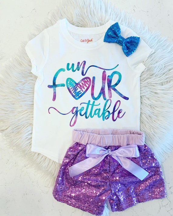Girl s Birthday Shirt Birthday Outfit Four 4th 4 Years Old Unfourgettable Party Outfit Etsy