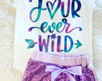 Four Ever Wild | Four | 4th | I Am 4 | Birthday Shirt | Birthday Outfit | Mermaid | Tye Dye