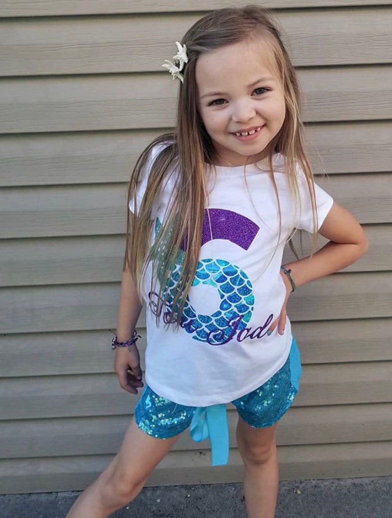 Girls Mermaid Shirt Birthday Shirt Birthday Outfit | Etsy