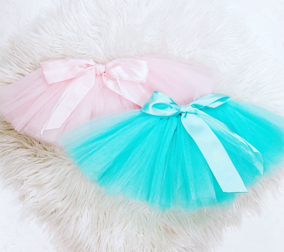 Handmade Tulle Baby Tutu Pink or Teal With Satin Bow
