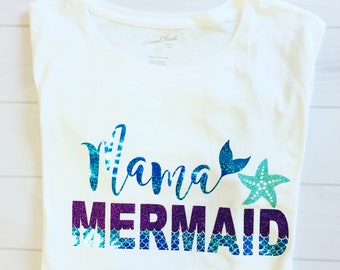 Mama Mermaid Shirt | | de départ Top | Chemise familiale personnalisée