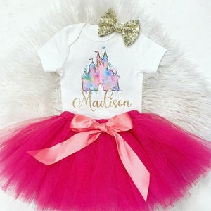 Princess Birthday | One | First | 1st Birthday | Girl Birthday | Birthday Outfit | Disney Castle | Personalized