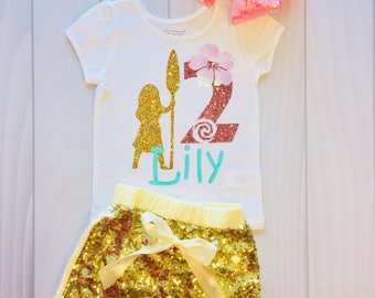 Girls Moana Birthday Shirt | Custom | Name | Birthday Number | Two | 2nd
