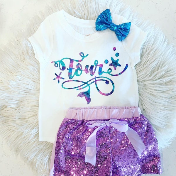 Girl's Birthday Shirt | Four | 4th | I Am 4 | Birthday Outfit | Mermaid Birthday | Mermaid Party