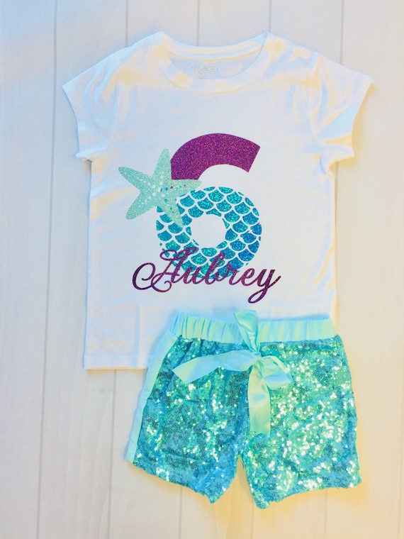 Camisa de sirena para ninas Camisa de cumpleanos Traje de cumpleanos Nombre personalizado Cumpleanos de sirena Etsy Mexico