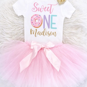 Sweet One Birthday Outfit Girl Donut Theme | First Birthday Outfit Girl Cake Smash | 1st Birthday Donut Outfit Personalized image 1