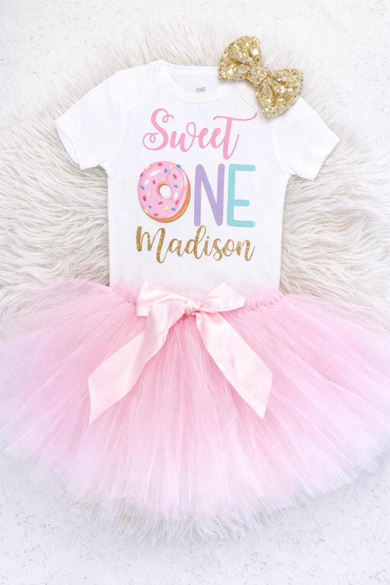 Sweet One Birthday Outfit Girl Donut Theme | First Birthday Outfit Girl Cake Smash | 1st Birthday Donut Outfit Personalized image 1