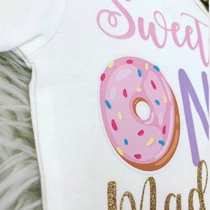 Sweet One Birthday Outfit Girl Donut Theme | First Birthday Outfit Girl Cake Smash | 1st Birthday Donut Outfit Personalized image 2