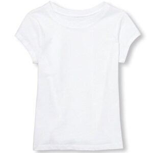 May include: A plain white short-sleeved t-shirt for kids.