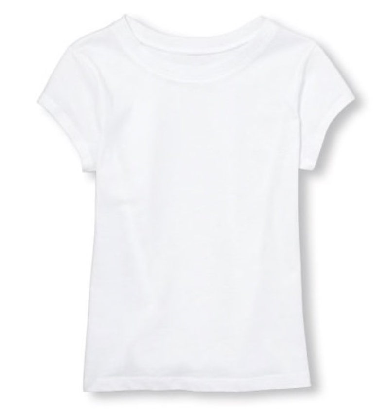 May include: A plain white short-sleeved t-shirt for kids.