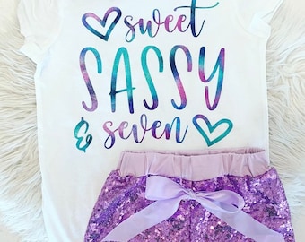 Sweet Sassy & Seven | Seven | 7th Birthday | I am 7 | Birthday Shirt | Birthday Outfit | Tye Dye Shirt | Custom Shirt