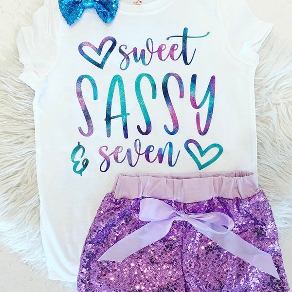 Sweet Sassy & Seven | Seven | 7th Birthday | I am 7 | Birthday Shirt | Birthday Outfit | Tye Dye Shirt | Custom Shirt